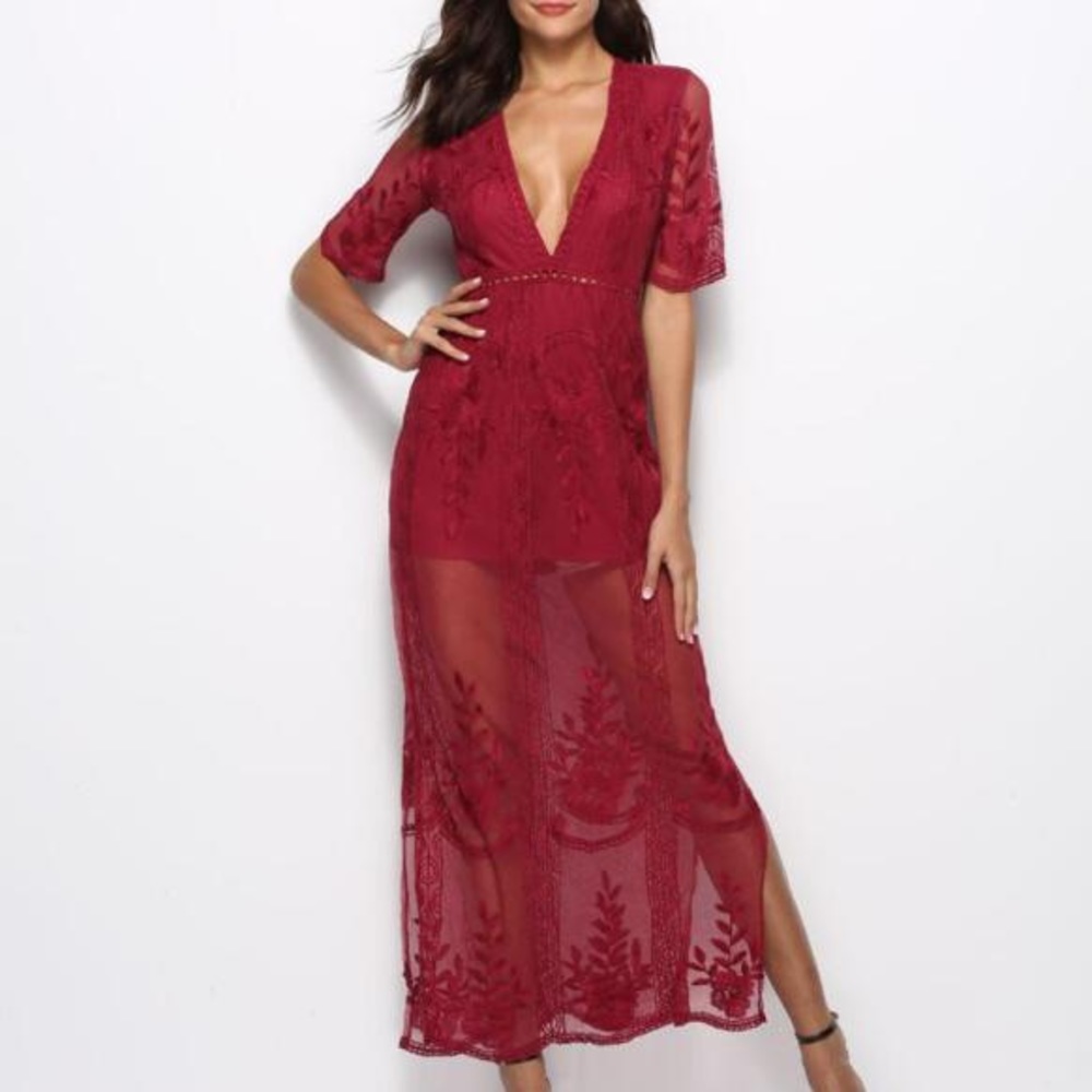 Beautiful Red Lace Romper